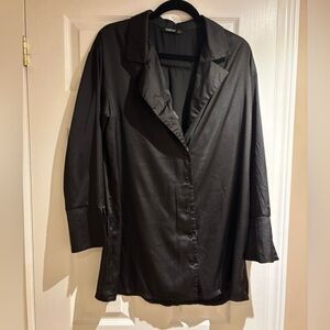 Boohoo Black Satin Women's Shirt